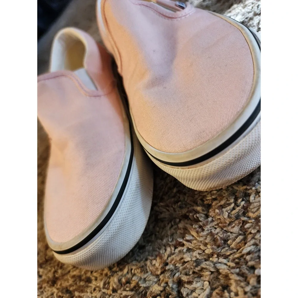 Vans Classic Slip-On Pink Canvas Sneakers Womens 8.5 Mens 7 Low Top Off The Wall